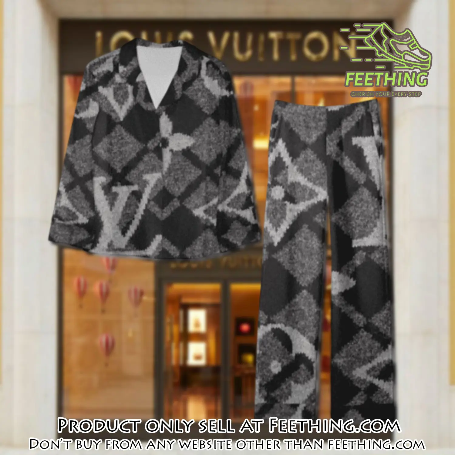 Trending luxury lv satin pajama set pjs1109 ft5908992